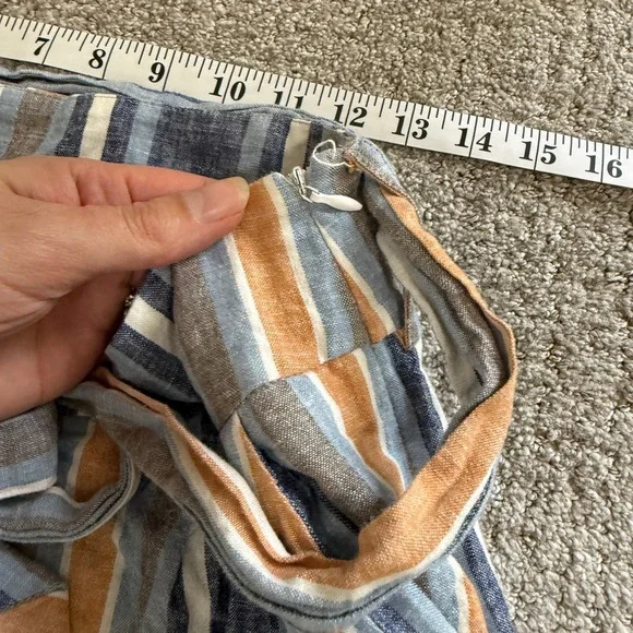 Striped Wide Leg Pants Linen Blend Medium Current Air Beachy Lounge Leisure - Picture 5 of 11
